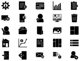 Admin Dashboard Glyph icon pictogram symbol visual illustration Set vector