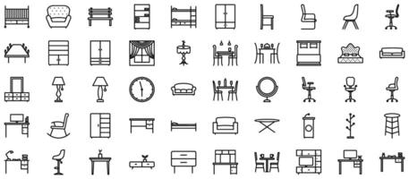 mueble línea icono pictograma símbolo visual ilustración conjunto de muebles línea icono pictograma símbolo visual ilustración conjunto vector