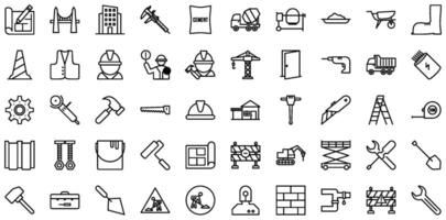 Construction Line pictogram symbol visual illustration Set vector