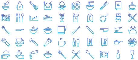 cocina línea degradado icono pictograma símbolo visual ilustración conjunto vector