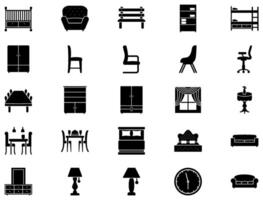 Furniture Glyph Icon pictogram symbol visual illustration Set vector