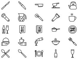 Kitchen Line Icon pictogram symbol visual illustration Set vector