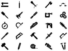 Hand Tools Glyph icon pictogram symbol visual illustration Set vector