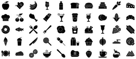 Food And Drinks Glyph Icon pictogram symbol visual illustration Set vector