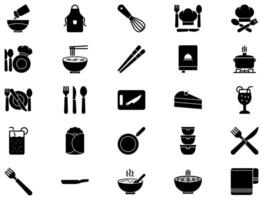 cocina glifo icono pictograma símbolo visual ilustración conjunto vector