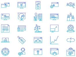 SEO Search Engine Optimization Line Gradient Icon pictogram symbol visual illustration Set vector