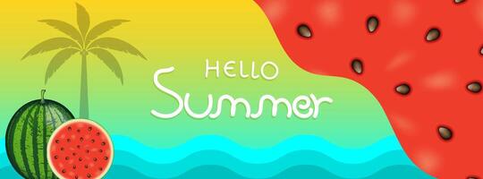 Hello summer abstract background, summer sale banner, poster design, illustration vector