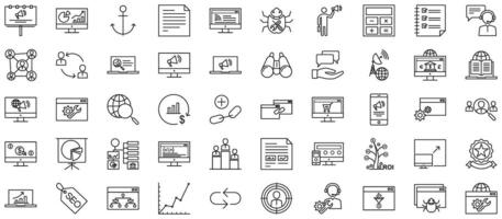 SEO Search Engine Optimization Line Icon pictogram symbol visual illustration Set vector