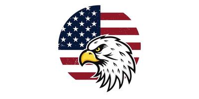 Vintage grunge American flag eagle design vector