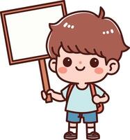 Cartoon kids holding blank sign vector