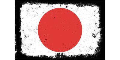 Vintage flat design grunge Japan flag background vector
