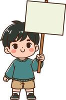 Cartoon kids holding sign illustration vector
