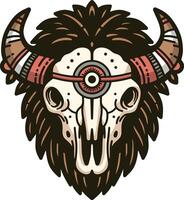 Bison skull illustration vector