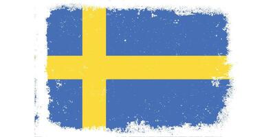 Flat design grunge Sweden flag background vector