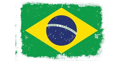 Clásico plano diseño grunge Brasil bandera antecedentes vector