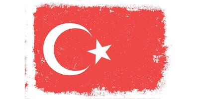 Vintage flat design grunge Turkiye flag background vector