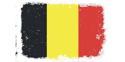 Vintage flat design grunge Belgium flag background vector