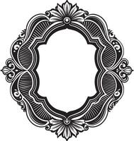 Illustration of floral frame with black and white outline on white background vector