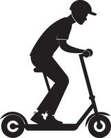 Silhouette of a man riding a scooter on a white background vector