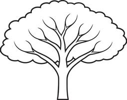 negro y blanco dibujos animados ilustración de árbol o planta para colorante libro vector