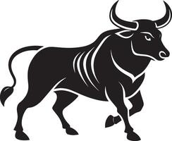 Bull icon isolated on white background. Black and white illustration. vector