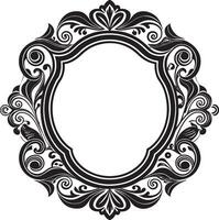 Illustration of floral frame with black and white outline on white background vector