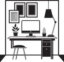 workplace design, illustration graphic in black and white vector