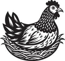 pollo en el nido en un blanco antecedentes. ilustración. vector