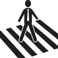 Conceptual illustration showing a person crossing a crosswalk with a tunnel in the background vector