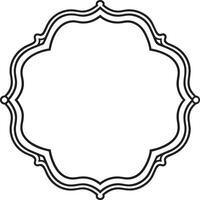 Oval border frame deco label simple line corner design. vector