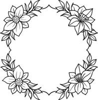 Illustration of floral frame with dahlias in black and white vector