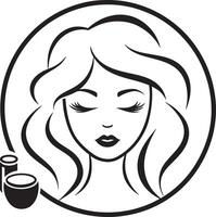 Beautiful woman face with cosmetics. illustration in black and white. vector