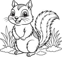 Black and White Cartoon Illustration of Squirrel Animal for Coloring Book vector