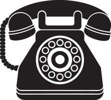 Retro telephone icon on white background. Black and white illustration. vector