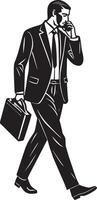 Businessman with a briefcase talking on the phone.r illustration vector