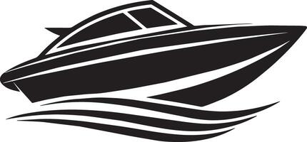 image of a black and white motorboat on a white background vector