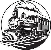 Vintage Steam Locomotive.Black and White .illustration vector