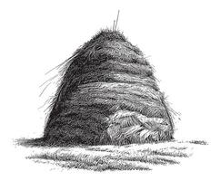 Haystack on thr field hand drawn sketch in graphic illustration vector