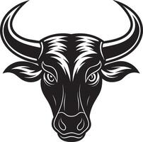 Bull Head - Black and White Illustration - Isolated On White Background vector