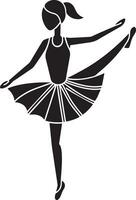 Ballet dancer silhouette isolated on white background. Black and white illustration. vector