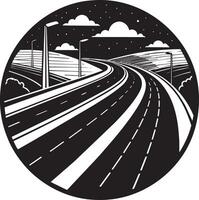 illustration of a highway in the middle of the night sky. vector