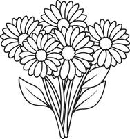 Gerbera Daisy flower Bouquet black and white illustration vector