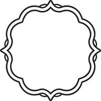 Oval border frame deco label. Simple line signboard vector