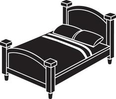 Isolated black and white icon of a single bed. illustration design vector