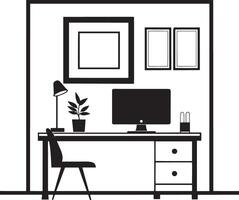 workplace design, illustration graphic in black and white vector