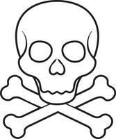 cráneo y tibias cruzadas icono en blanco antecedentes. ilustración. vector