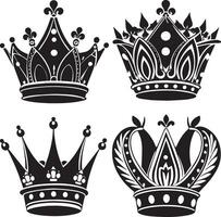 Crowns set. Isolated on white background. illustration. vector