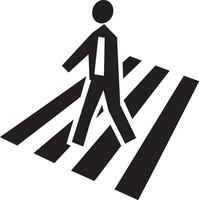 Conceptual illustration showing a person crossing a crosswalk with a tunnel in the background vector