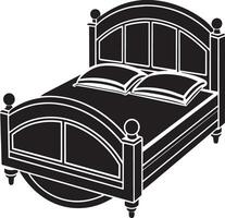 Isolated black and white icon of a single bed. illustration design vector