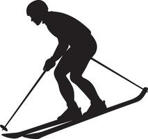 Arte de esquiar silueta sencillo esquiador silueta vector